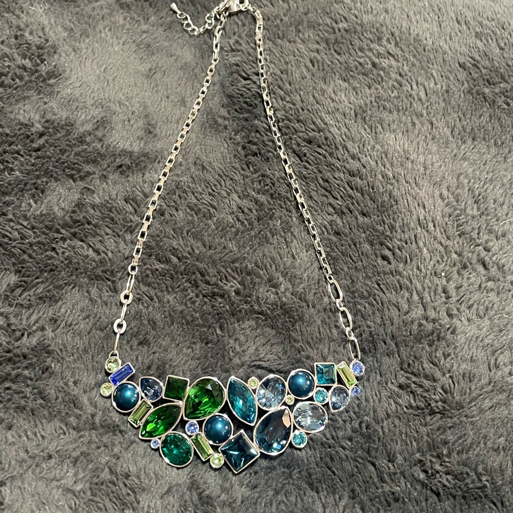 Elegant Silver and Blue Swarovski Crystal Necklace